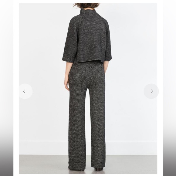 Zara Wide Leg Herringbone Trousers S - Picture 4 of 9